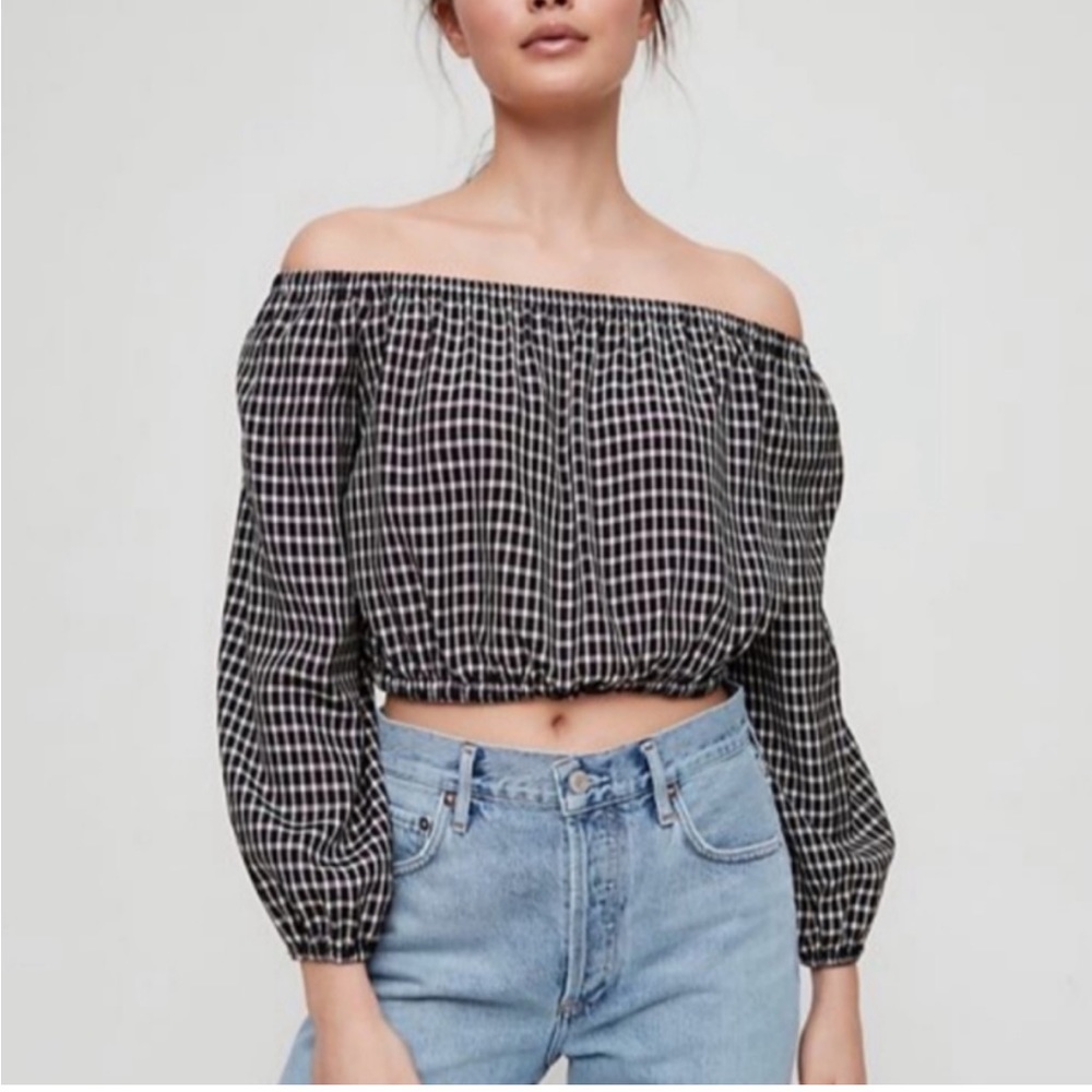 • Wilfred Aritzia • Women’s Eleanora Blouse Black and White Check XS